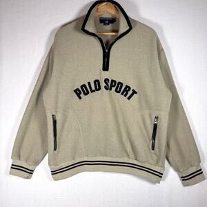 Vintage Polo Sport Ralph Lauren Spellout Arch Fleece Sweater Varsity Normcore Lg